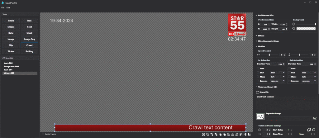 Next4CG Broadcast Graphics playout
