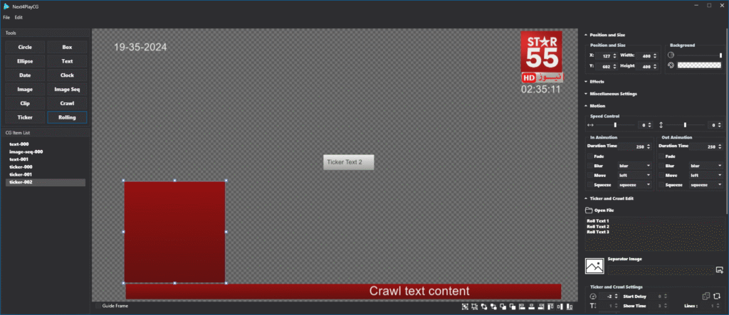 Next4CG Broadcast Graphics playout